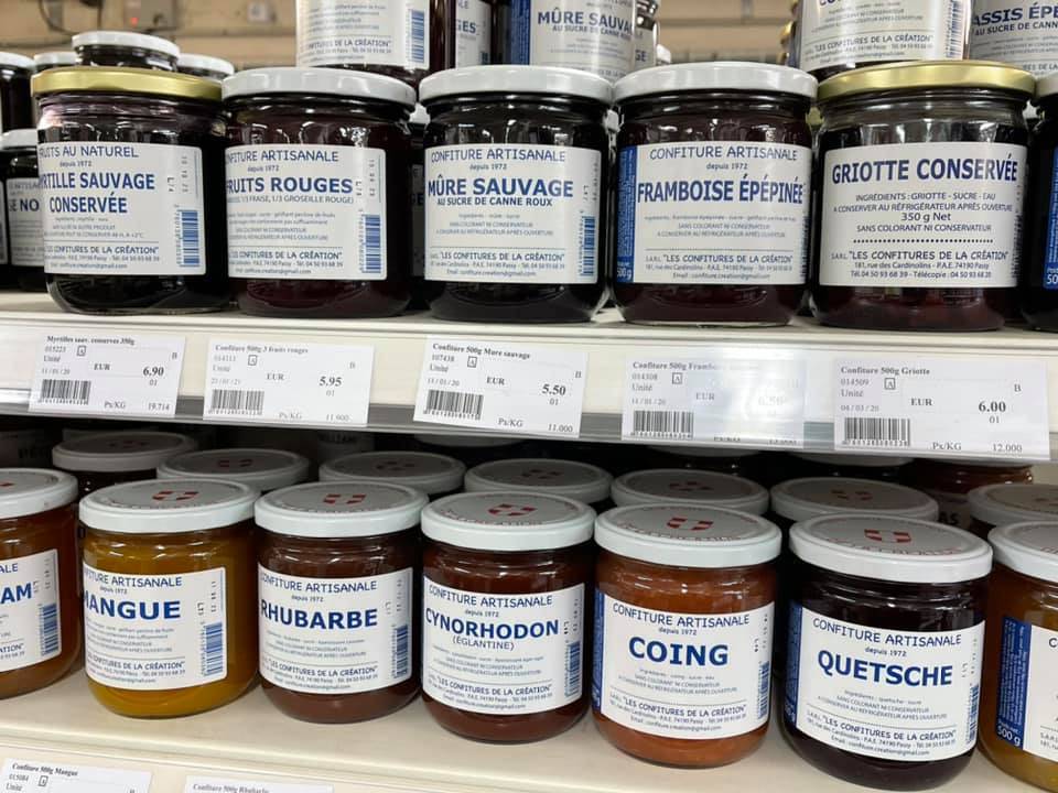 Confitures artisanales La Création Haute Savoie en vente dans votre coopérative agricole Sopavar à Sanary et à Six Fours près de Toulon