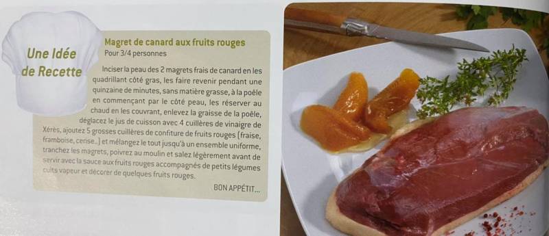 Recette de magret de canard aux fruits rouges, magret de canard frais 100% français en vente pour les fêtes dans vos coopératives agricoles de Sanary et de Six Fours près de Toulon
