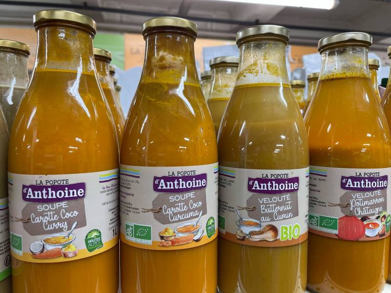 Soupe carotte coco curry Bio, soupe carotte coco cumin Bio, velouté de butternut au cumin Bio, velouté de potimarron chataîgne Bio en vente dans vos coopératives agricoles Sopavar à Sanary et à Six-fours dans le Var près de Toulon.