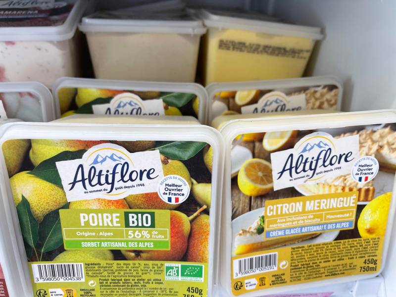 Sorbets et crèmes glacées artisanaux BIO, toute la gamme des glaces artisanales françaises Altiflore du Champsaur dans votre jardinerie coopérative agricole SOPAVAR à Six Fours et à Sanary près de Toulon dans le Var
