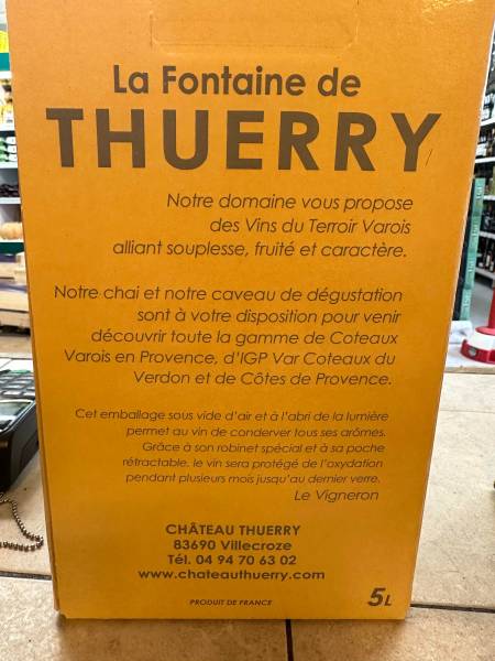 Vin Château THUERRY Coteaux Varois à prix imbattable dans votre jardinerie coopérative agricole SOPAVAR à Six Fours et à Sanary près de Toulon dans le Var