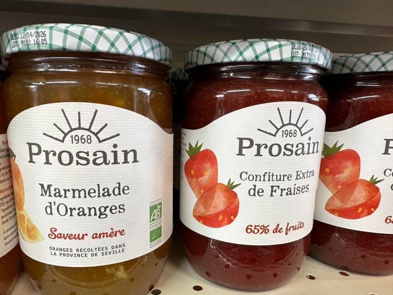 Confitures extra Bio abricot fraise myrtille Prosain dans votre jardinerie coopérative agricole Sopavar à Sanary et à Six Fours près de Toulon dans le Var