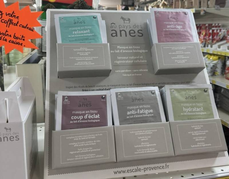 Masque visage lait d’ânesse dans votre coopérative agricole près des centres-villes de Sanary et de Six Fours près de Toulon dans le Var