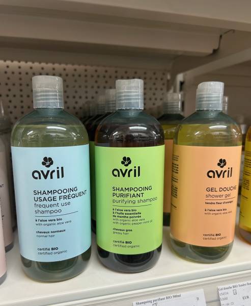 Gel douche et shampoings bio AVRIL dans votre jardinerie coopérative agricole SOPAVAR à Six Fours et à Sanary près de Toulon dans le Var