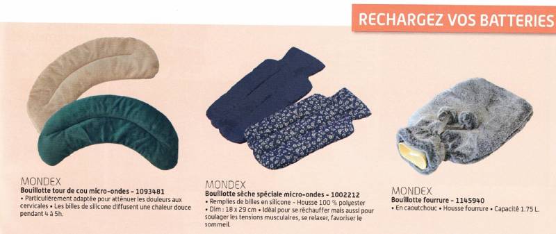 Bouillottes MONDEX pratiques et efficaces pour soulager le froid et les douleurs chez SOPAVAR Var