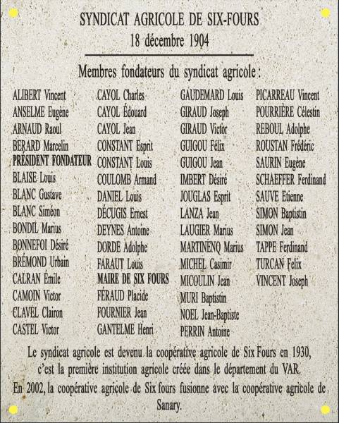 Les fondateurs du syndicat agricole de Six Fours les Plages le 18 décembre 1904